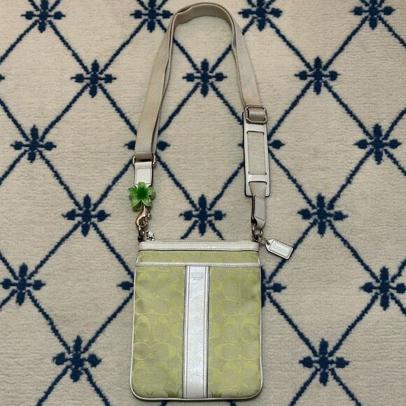 Coach Handbags - Coach Vintage 2005 Y2K 6016 Jacquard Signature Swing Pack Crossbody - Lime Green